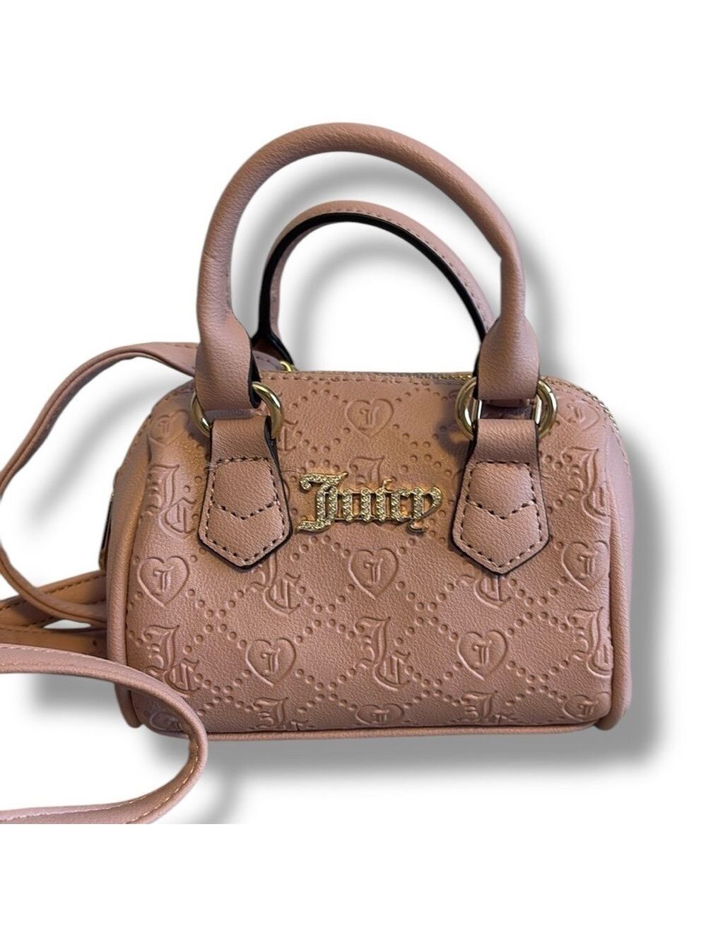 Juicy Couture Logo Crossbody Mini Gold Sparkly Accent Pink New
